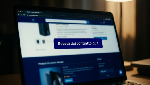 Un pulsante per il Recesso dal contratto stipulato online